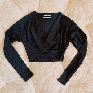 Urban Outfitters Dark Grey Twist Crop Top